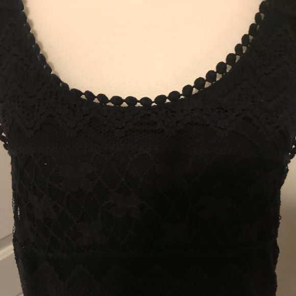 Ladies Black Tank with Knit Lace Front Overlay - Picture 3 of 4